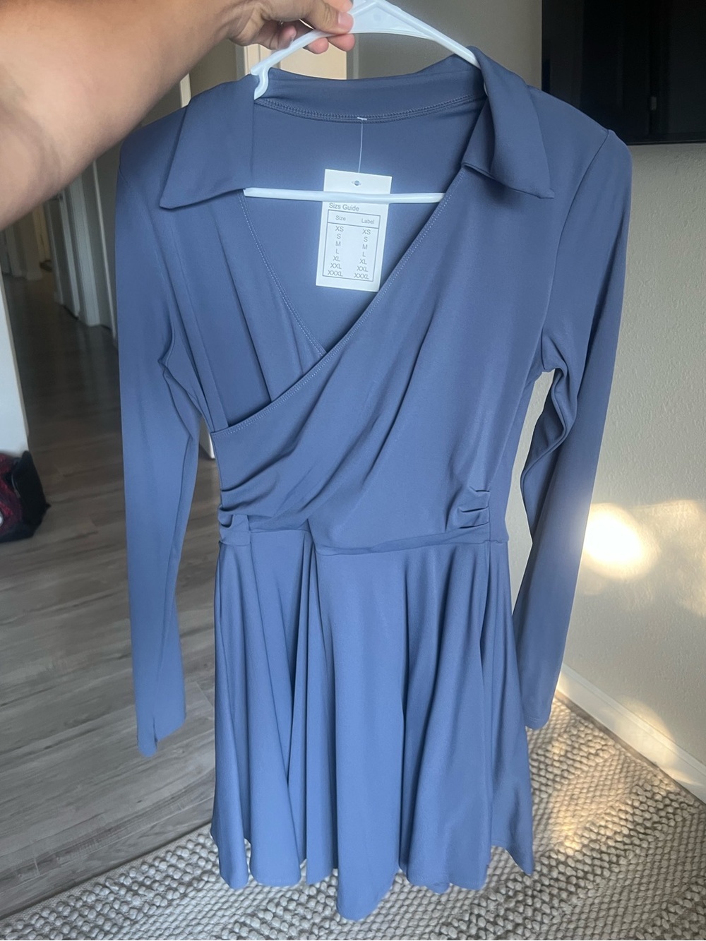 Long sleeve tennis skirt Dress in Slate Blue with shorts under NWT
